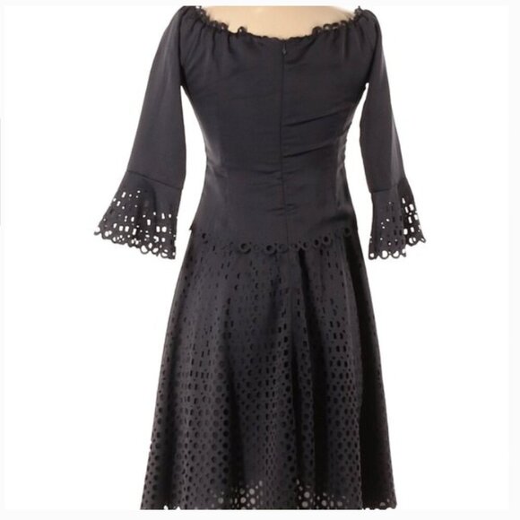 Banana Republic Limited Edition Off Shoulder Eyelet Dress Mink Grey - Picture 4 of 15